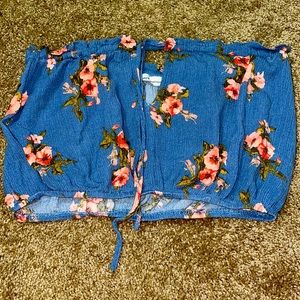 Blue crop top with flowers